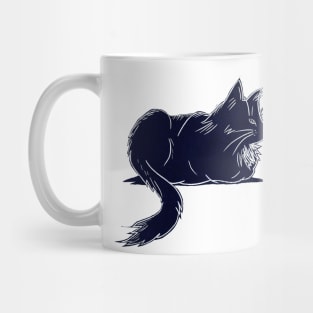 Black Maine Coon Cat Linocut Mug